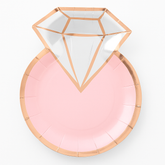 Diamond Ring Shaped Metallic Dessert Plates, Rose Gold, 7-Inch, 8-Pack